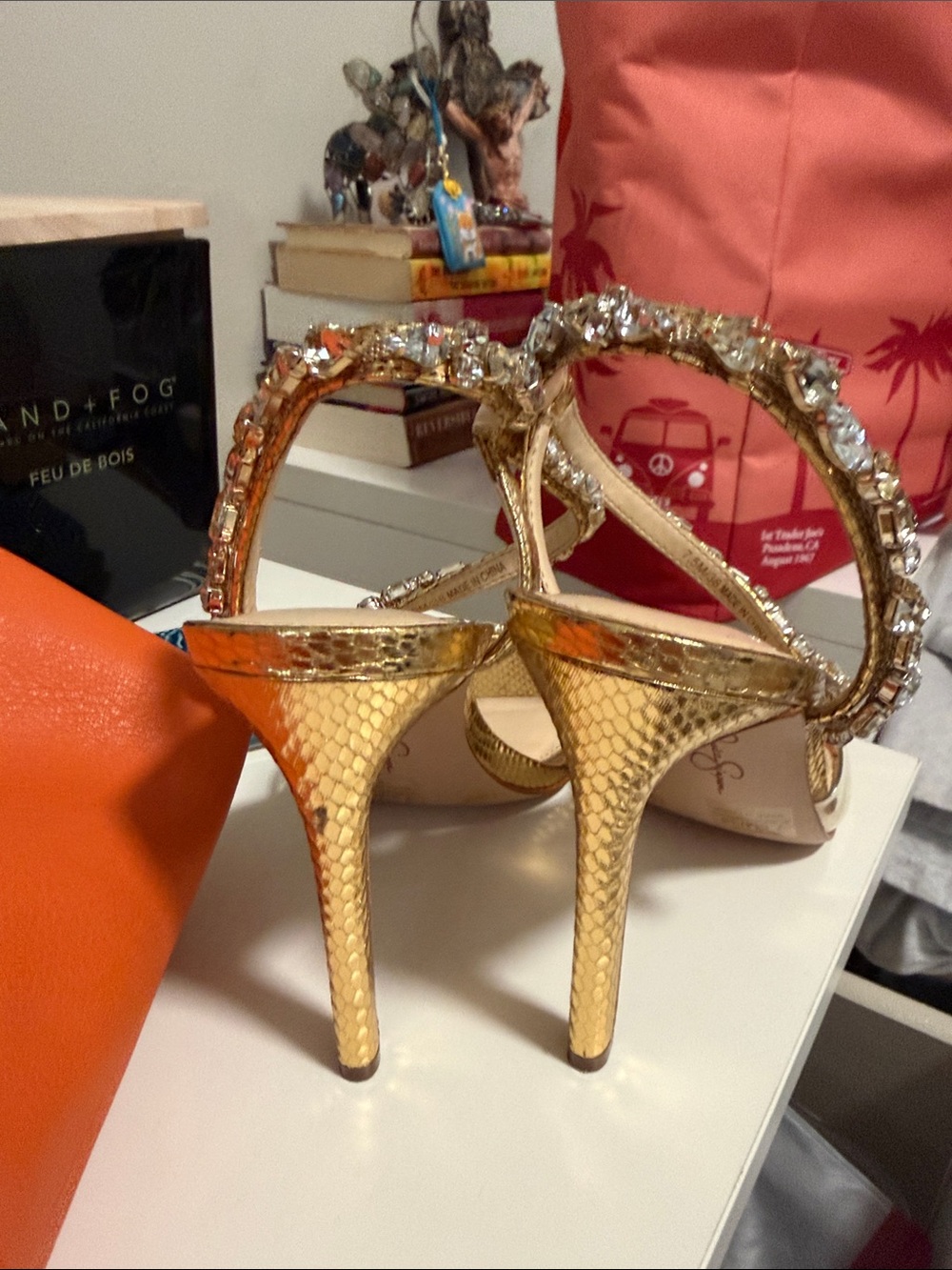 Jessica Simpson Gold Crystal-Strap High Heels - Picture 6 of 8